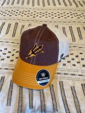 NWT NCAA Arizona State Sun Devils Brown and Gold Mesh Trucker Hat